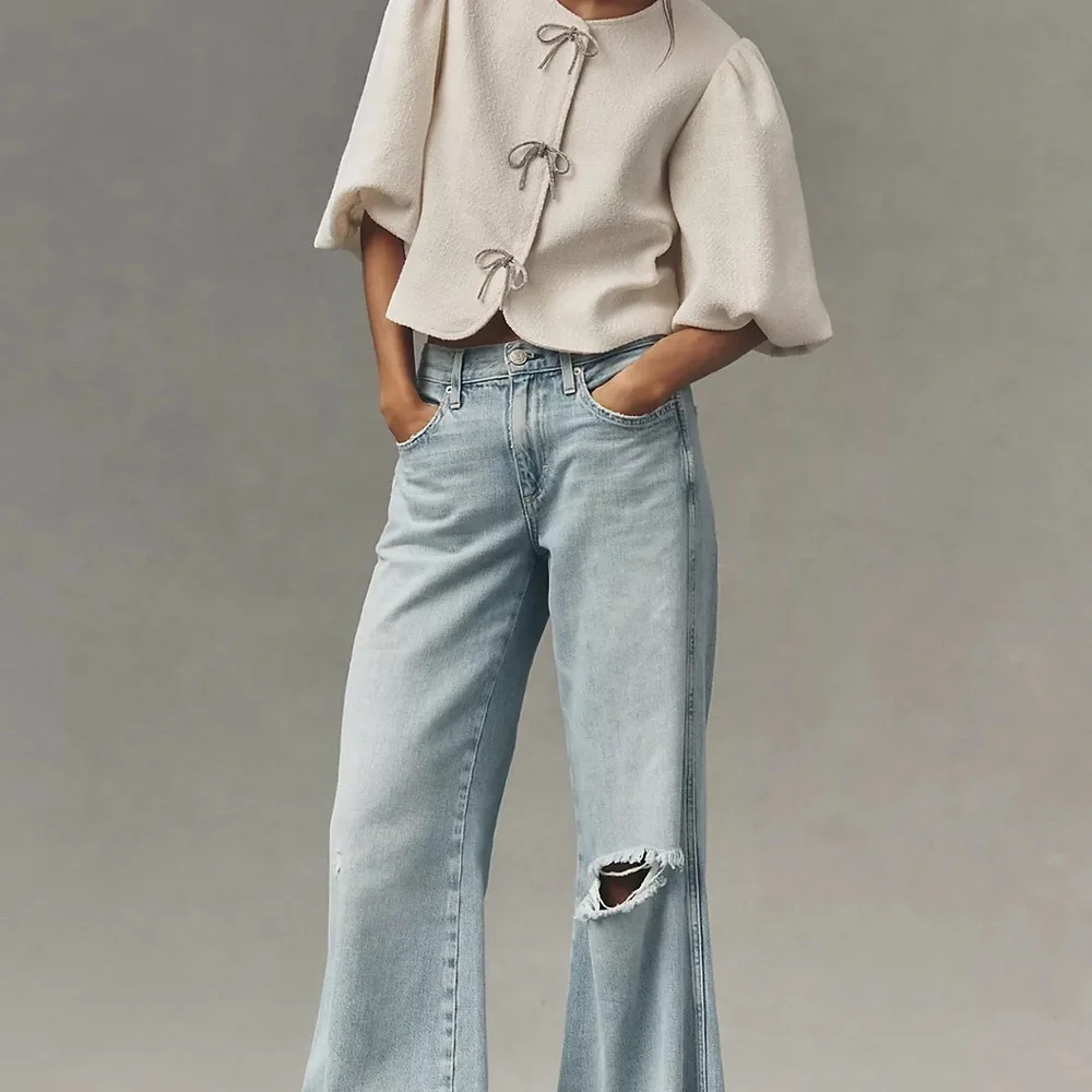 Anthropologie Dolan Left Coast Puff-Sleeve Bow-Embellished Blazer